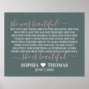She was beautiful personalised gift for girl poster