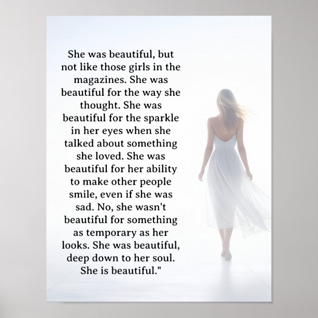 She was beautiful ===  quote poster (Front)