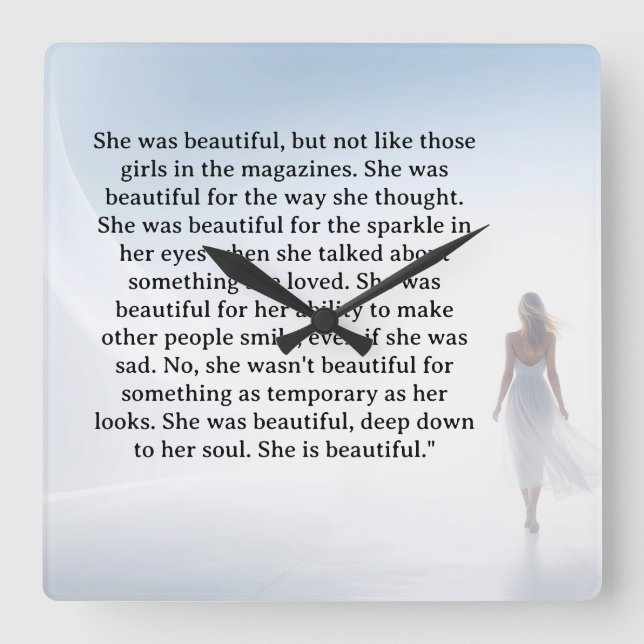 She was beautiful   quote square wall clock (Front)