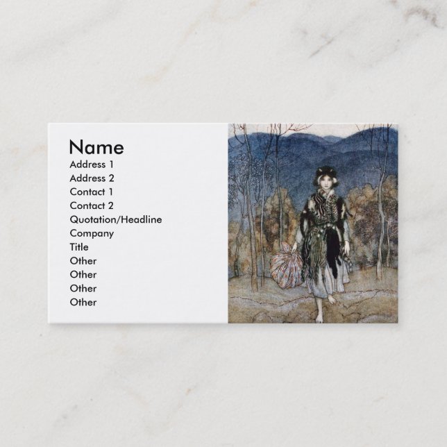 She went along, and went along,and went along business card (Front)