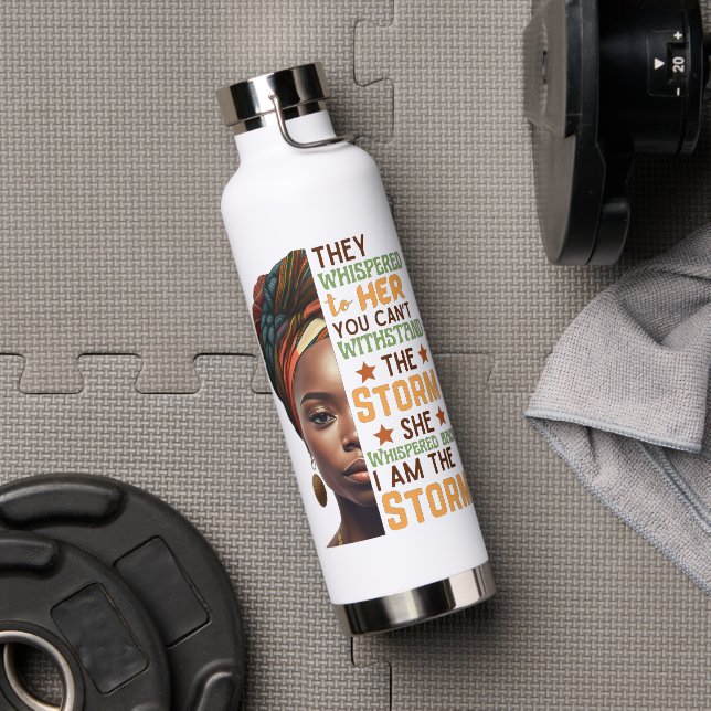 She Whispered Back I Am The Storm Strong Woman Water Bottle (Gym)