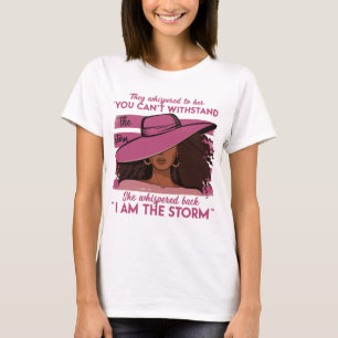 She Whispered Pink Black Ribbon Empowerment T-Shirt