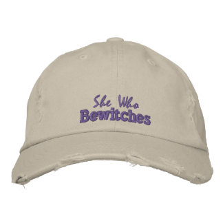 She Who Bewitches Quote Rustic Purple Stone Cute Embroidered Hat