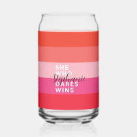She Who Dares Wins Motivational Pink Stripes 