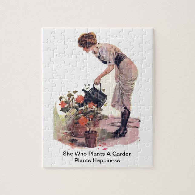 She Who Plants A Garden Plants Happiness Jigsaw Puzzle (Vertical)