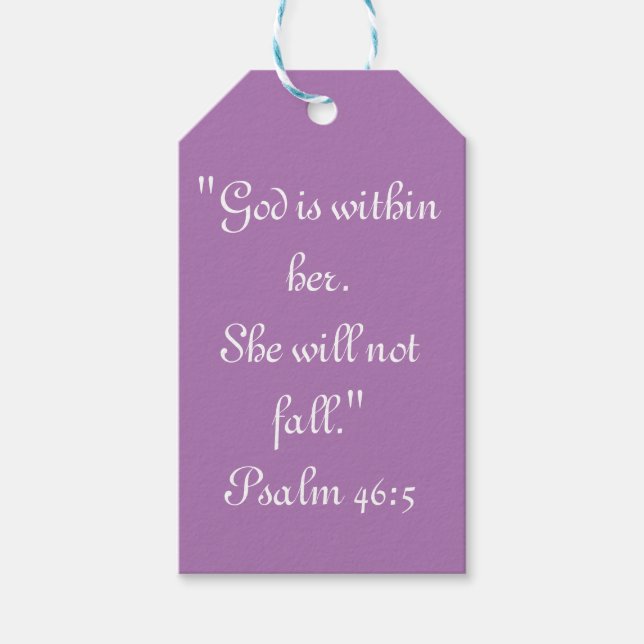 "She will not Fall" Scripture Gift Tag (Front)