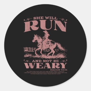 She Will Run And Not Be Weary Classic Round Sticker