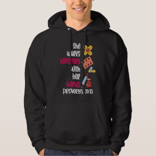 She Works Willingly With Her Hands Pharmacy Techni Hoodie