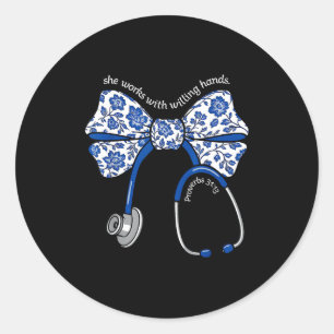 She Works With Willing Hands Proverbs 31 13 Christ Classic Round Sticker