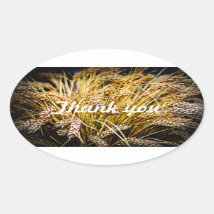 Sheaf Of Wheat - Thank You Oval Sticker