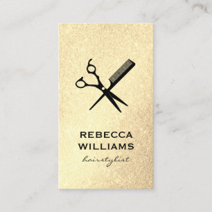 Shear and Comb Elegant Glitter Business Card
