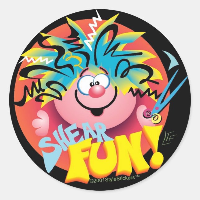 SHEAR FUN ©StyleStickers™ Classic Round Sticker (Front)