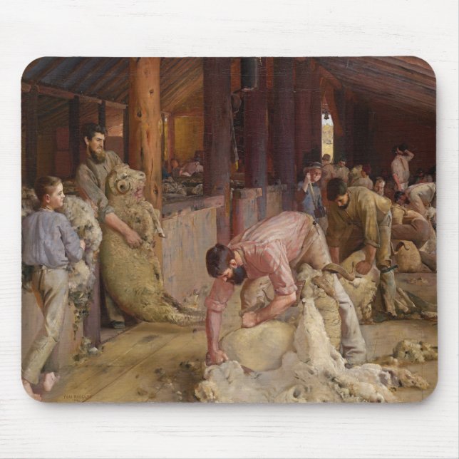 Shearing the Rams (Australian Art) (Tom Roberts) Mouse Mat (Front)