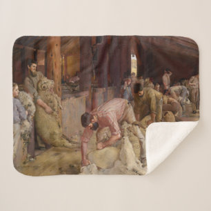 Shearing the Rams (Australian Art) (Tom Roberts) Sherpa Blanket