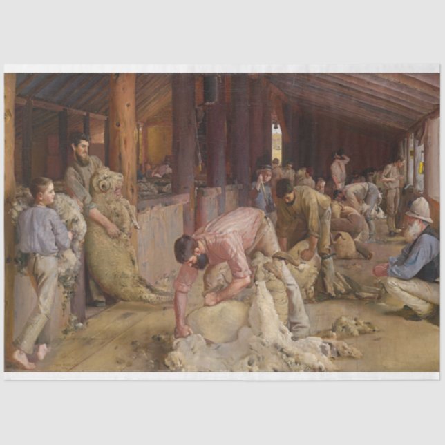 Shearing the Rams (Australian Art) (Tom Roberts) Tissue Paper (Front)