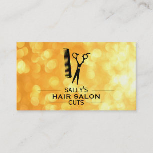 Shears & Comb with Dividers (gold bokeh) Business Card