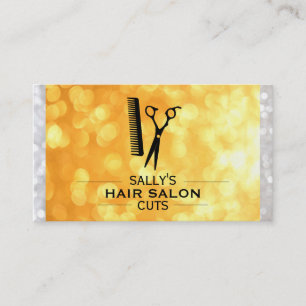 Shears & Comb with Dividers (gold & white bokeh) Business Card