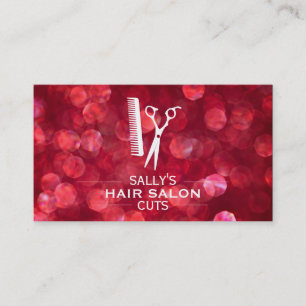Shears & Comb with Dividers (red bokeh) Business Card