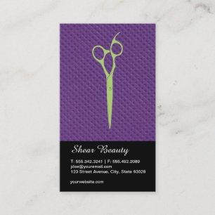 Shears (green) Purple Diamond Pattern Business Card