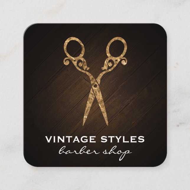 Shears | Ornate / Gold Square Business Card (Front)