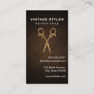 Shears Ornate / Gold Wooden Business Card