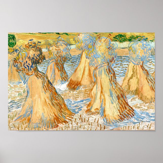 Sheaves of Wheat (1890) landscape art Van Gogh Poster (Front)