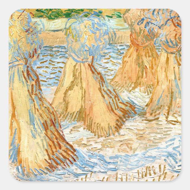 Sheaves of Wheat (1890) Vincent Van Gogh scrapbook Square Sticker (Front)