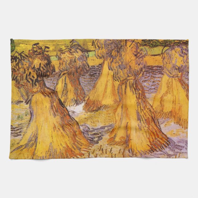 Sheaves of Wheat by Vincent van Gogh Tea Towel (Horizontal)
