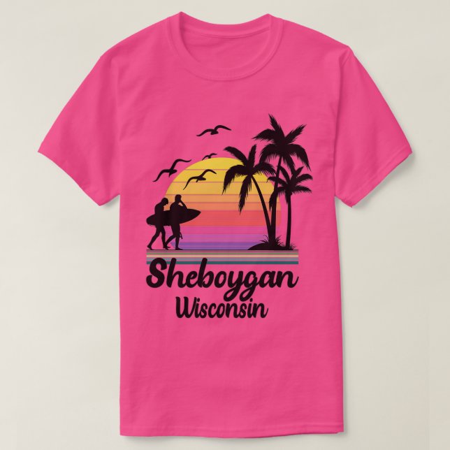 Sheboygan Wisconsin Seaside Retro Sunset T-Shirt (Design Front)