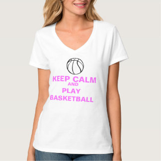 sheCANball Keep Calm and Play Basketball VNeck T-Shirt