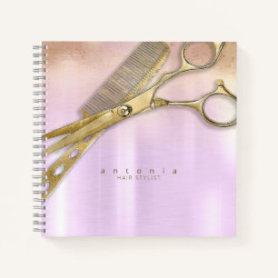 Sheen and Shears Hair Stylist Gold/Orchid ID814 Notebook