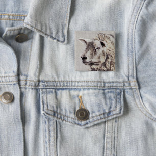 SHEEP 15 CM SQUARE BADGE