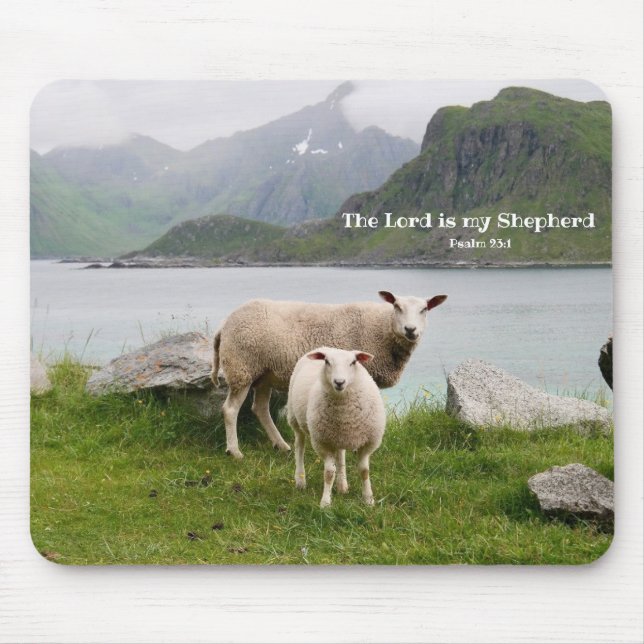Sheep and Lamb by a Lake Mouse Mat (Front)