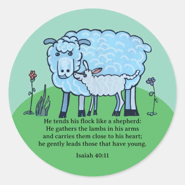Sheep and lamb classic round sticker (Front)