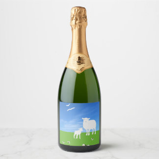 Sheep and Lamb Easter Sparkling Wine Label