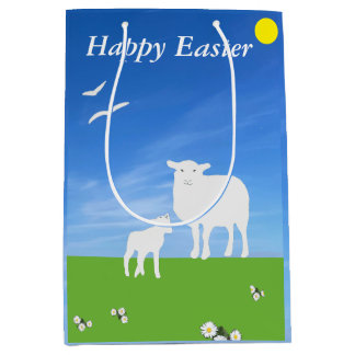 Sheep and Lamb editable Easter Medium Gift Bag