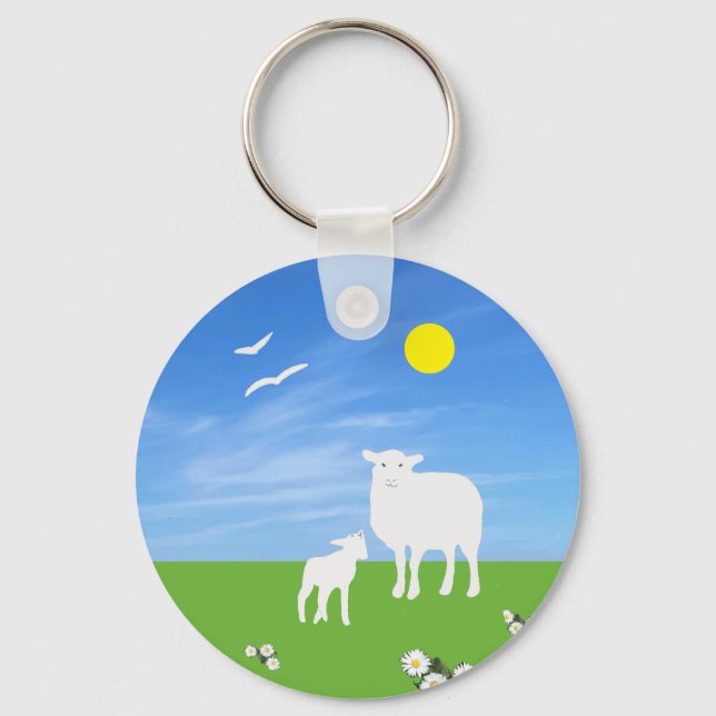 Sheep and Lamb  Key Ring (Front)