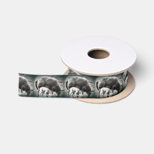 Sheep and lamb mono picture satin ribbon