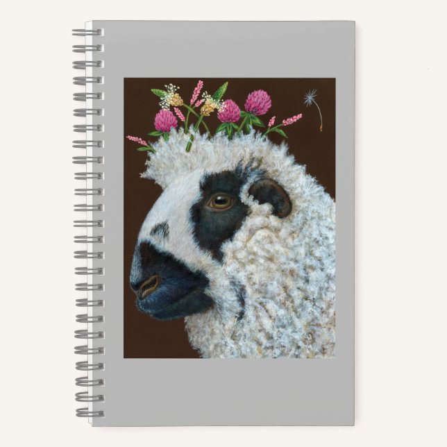Sheep and lamb with meadow elements hats notebook (Front)
