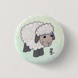 sheep and mouse 3 cm round badge
