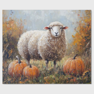 Sheep and Pumpkins Painting Decoupage Wrapping Paper