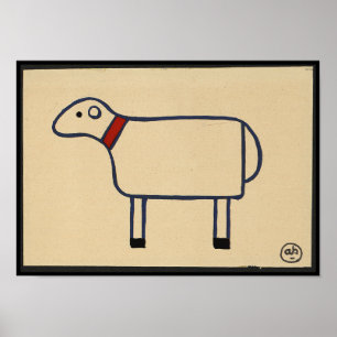 Sheep - Antiquarian, Colorful Book Illustration Poster