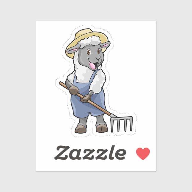 Sheep as Farmer with Rake & Hat (Sheet)