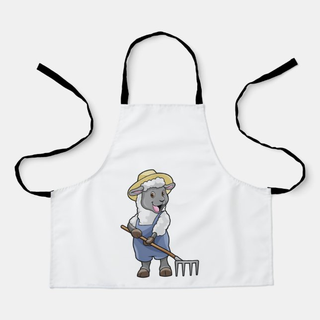 Sheep as Farmer with Rake & Hat Apron (Front)
