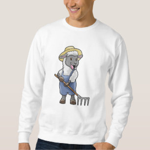 Sheep as Farmer with Rake & Hat Sweatshirt