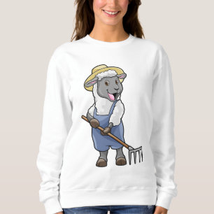 Sheep as Farmer with Rake & Hat Sweatshirt