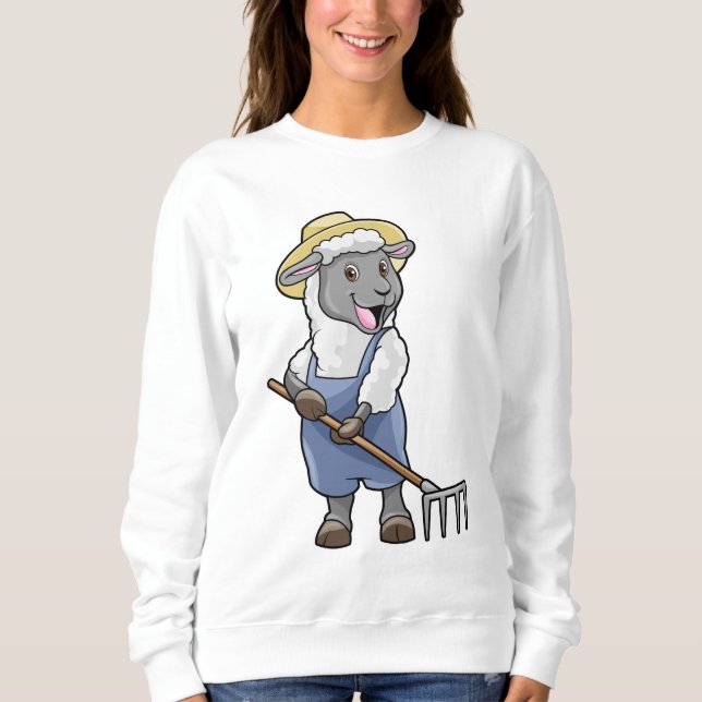 Sheep as Farmer with Rake & Hat Sweatshirt (Front)