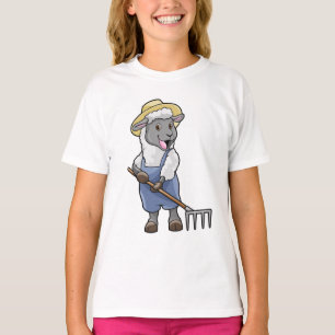 Sheep as Farmer with Rake & Hat T-Shirt