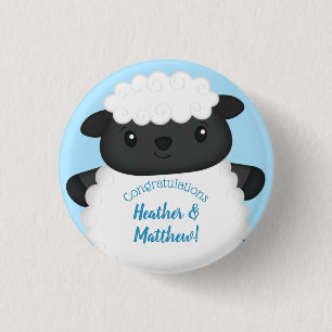 Sheep Baby Shower Blue 3 Cm Round Badge