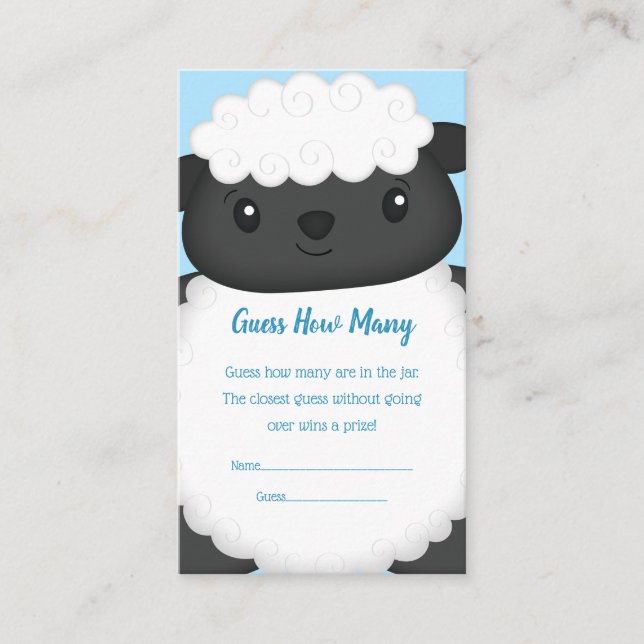 Sheep Baby Shower Blue Enclosure Card (Front)